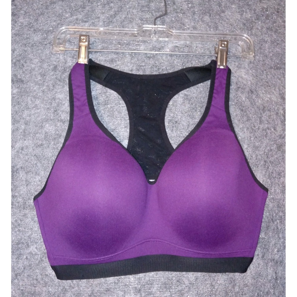 Reebok Sports Bra Womens Size M Purple PlayDry High Impact Racerback Mesh